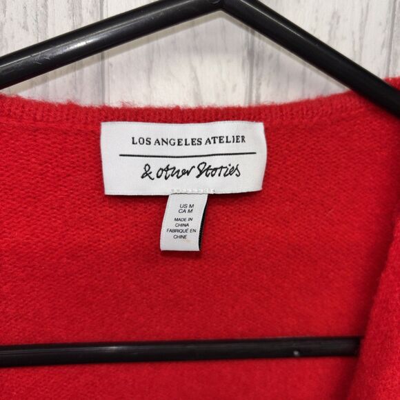 Womens Size M & Other Stories Ruby Red Wrap Sweater EUC - Picture 3 of 5